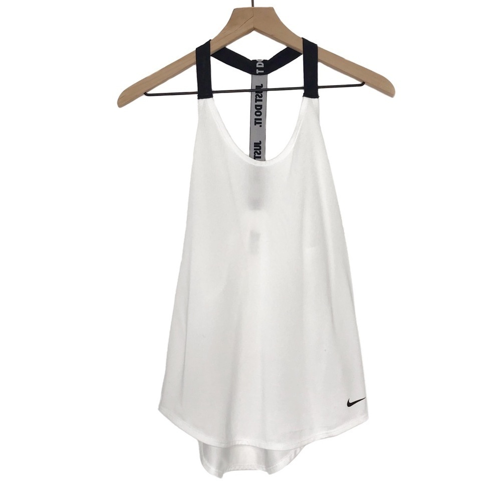 NIKE Elastika Dri Fit Solid White Training Tank Top XS